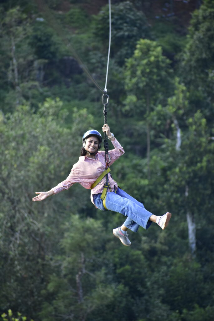 High-speed vagamon zipline photos with safety harness and helmet
